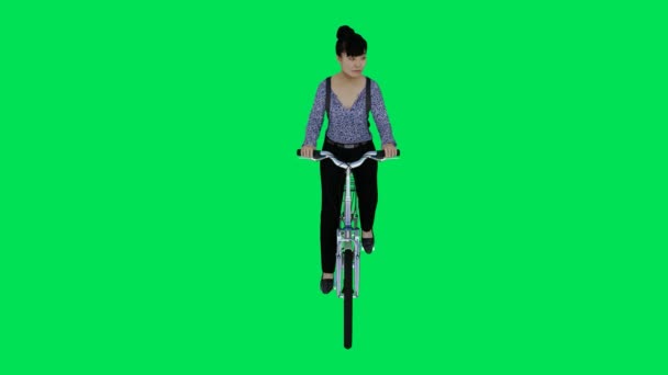 Boyutlu Yeşil Ekran Krom Anahtar Animasyonu Yüksek Açılı Bisiklet Süren — Stok video