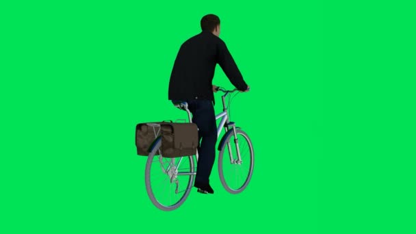 Render Zöld Képernyő Chroma Kulcs Animáció Elszigetelt Farmer Ember Kerékpározás — Stock videók