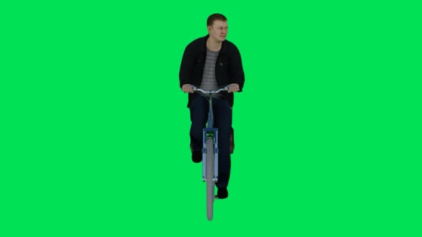 Render Tela Verde Chroma Animação Chave Isolado Homem Segurança Montando — Vídeo de Stock