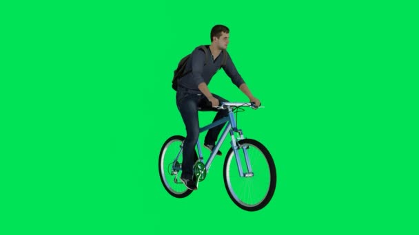Boyutlu Yeşil Ekran Krom Anahtar Animasyonu Köşeli Bir Açıdan Bisiklet — Stok video