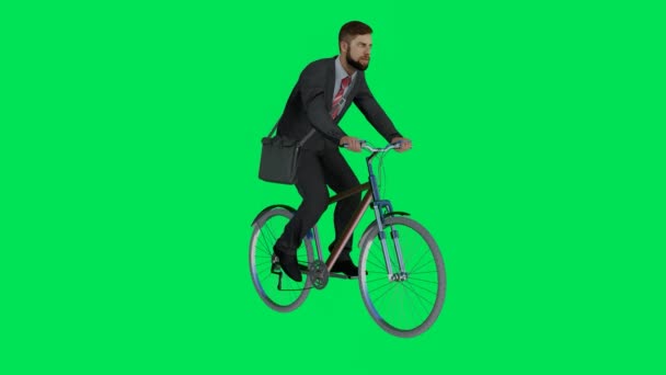 Boyutlu Yeşil Ekran Krom Anahtar Animasyonu Köşeli Bir Açıyla Bisiklet — Stok video