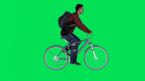 Render Yeşil Ekran Krom Anahtar Animasyonu Tecrit Edilmiş Bisikletli Postacı — Stok video