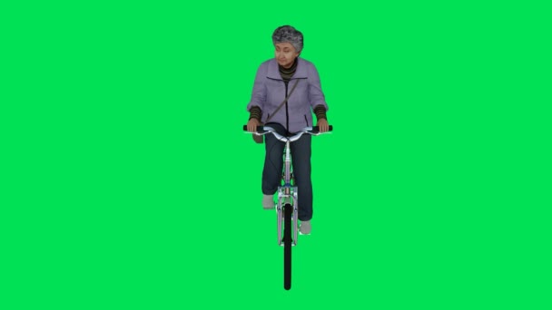 Boyutlu Yeşil Ekran Krom Anahtar Animasyonu Izole Edilmiş Sokakta Bisiklet — Stok video