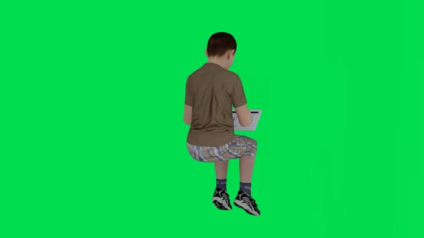 Göra Grön Skärm Kroma Nyckel Animation Isolerad Tredimensionell Vinkel Sittande — Stockvideo