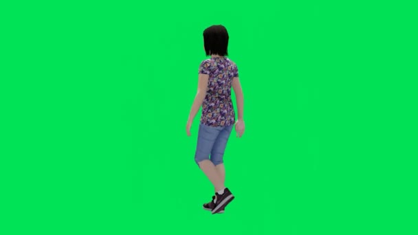 Візуалізація Зеленого Екрану Анімація Ключа Ізольовані Красива Красива Леді Йде — стокове відео
