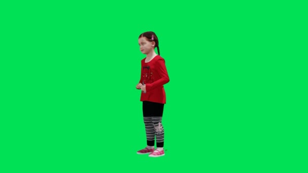 Rendu Vert Écran Chroma Clé Animation Isolé Bébé Fille Regarde — Video