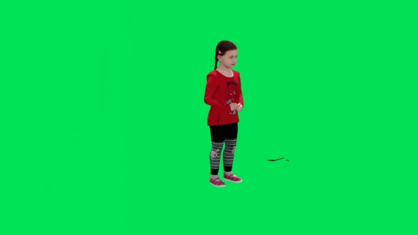 Weergave Groen Scherm Chroma Key Animatie Geïsoleerd Het Meisje Kijkt — Stockvideo