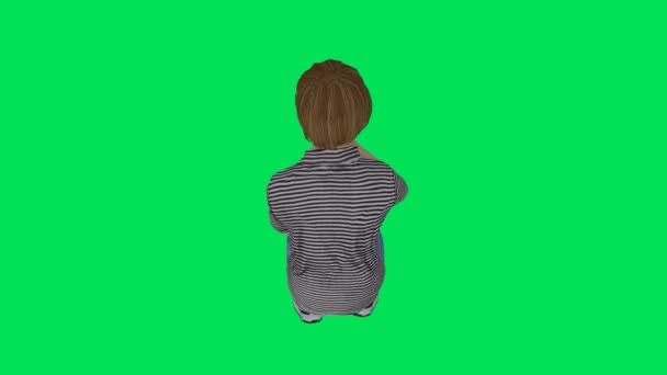 Vykreslit Zelenou Obrazovku Chroma Klíčová Animace Izolované Chlapeček Základní Škole — Stock video