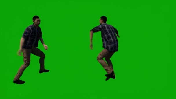 Vykreslení Zelené Obrazovky Chroma Klávesy Animace Izolované Mladý Muž Tančí — Stock video