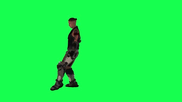 Terrorista Cartone Animato Uomo Ballare Angolo Retto Sullo Schermo Verde — Video Stock