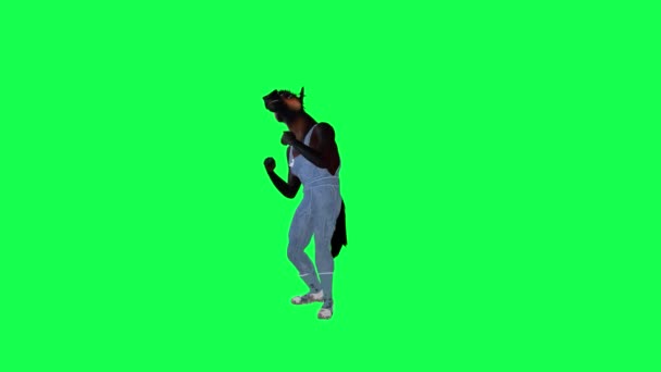 Animasyon Konuşan Kahverengi Yumruklanıyor Yeşil Ekranda Zıt Açıdan Konuşuyor Arka — Stok video