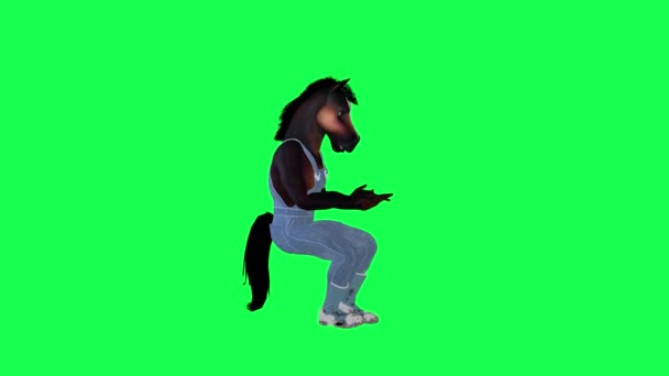 Animated Work Horse Artist Playing Piano Left Angle Green Screen — Vídeo de stock