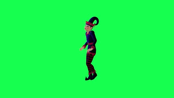 3D动画天才舞者穿着红色蓝色衣服在绿色屏幕上表演嘻哈舞3D人行背景彩色键视觉效果动画 — 图库视频影像