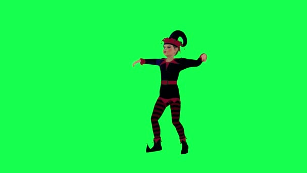 Animerade Sprite Dansare Röd Blå Klänning Utför Professionell Dans Från — Stockvideo