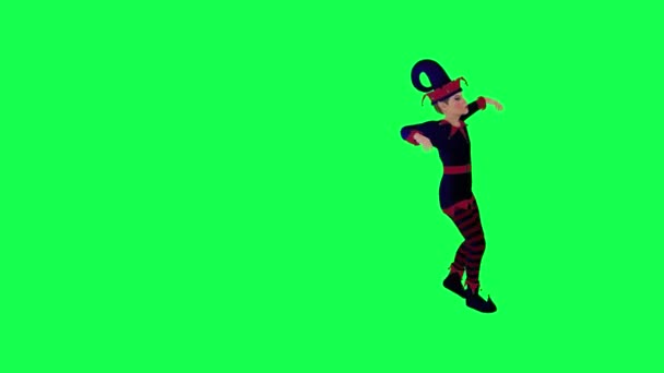 Анимированные Спрайт Танцовщицы Красно Синем Платье Выполняя Профессиональный Танец Левого — стоковое видео