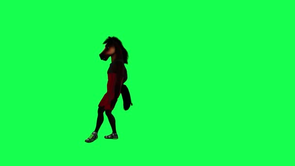 Hnědý Atletický Kůň Červeném Sportovním Oblečení Dělá Hip Hop Tanec — Stock video