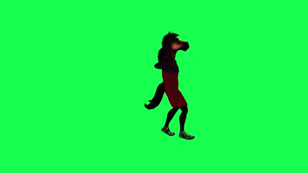 Marrom Cavalo Mágico Traje Vermelho Realizando Fim Break Dance Partir — Vídeo de Stock