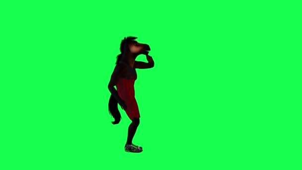 Καφέ Μαγικό Άλογο Κόκκινο Tracksuit Κάνει Χορό Ισχίου Από Αριστερή — Αρχείο Βίντεο