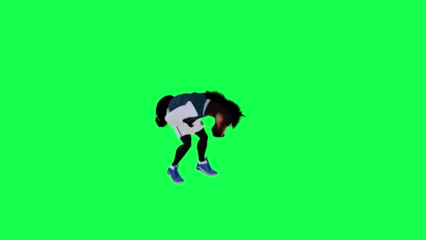 Animovaný Kůň Sportovním Oblečení Pořízen Padá Zem Opačného Úhlu Zelené — Stock video