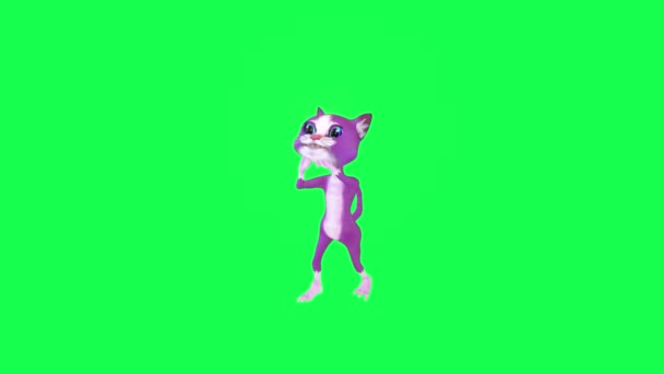 Animovaný Mluvící Kočka Dělá Krásný Break Dance Levého Úhlu Zelené — Stock video