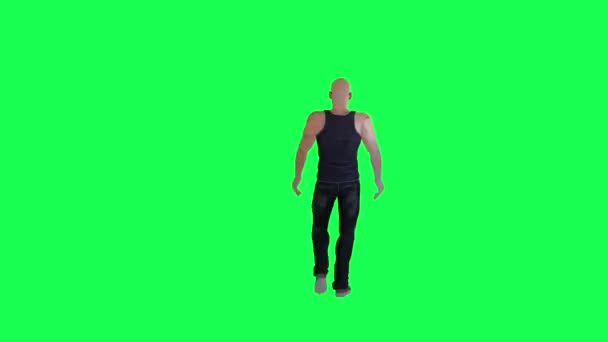 Kriminální Muž Drogově Závislý Gangster Atletickým Tělem Zelené Obrazovce Vysokou — Stock video