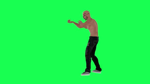 Criminal Man Drug Addict Gangster Athletic Body Green Screen Tall — Stock Video