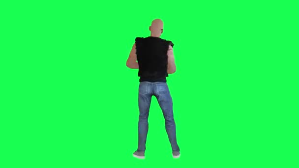 Criminal Man Drug Addict Gangster Athletic Body Green Screen Tall — Stock Video