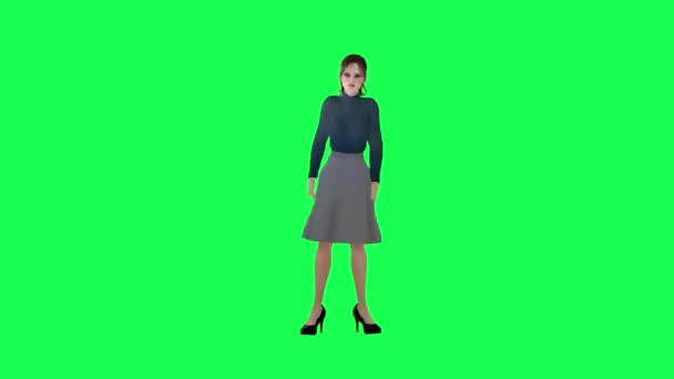Vékony Egy Nagy Test Zöld Képernyőn Egy Hosszú Stein Ruha — Stock videók