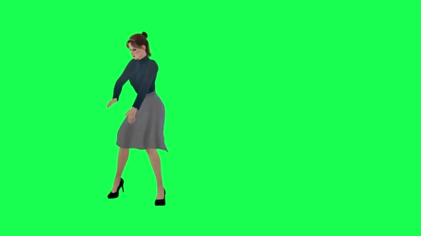 Mujer Delgada Con Cuerpo Grande Pantalla Verde Con Vestido Largo — Vídeo de stock