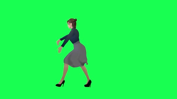 Mujer Delgada Con Cuerpo Grande Pantalla Verde Con Vestido Largo — Vídeo de stock