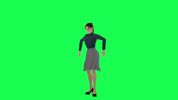 Slim Kobieta Dużym Ciałem Zielonym Ekranie Długim Steinem Sukienka Granatowym — Wideo stockowe