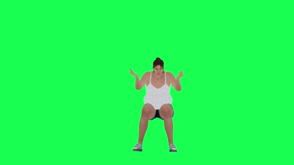 Uma Mulher Gorda Com Corpo Grande Tela Verde Com Balanço — Vídeo de Stock