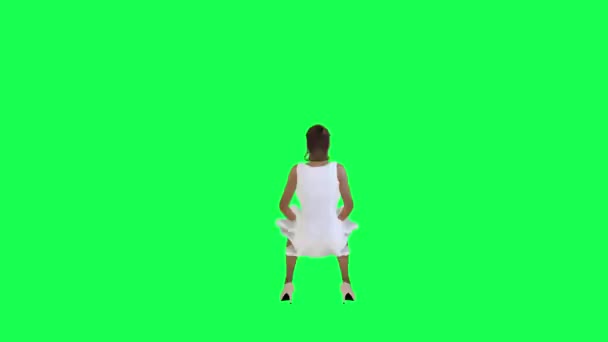 Una Donna Alta Con Pelle Marrone Uno Schermo Verde Con — Video Stock