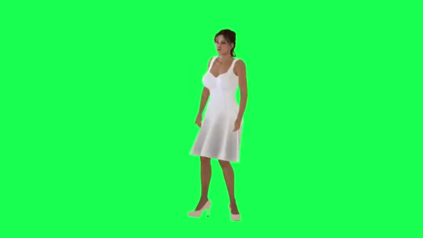 Μια Ψηλή Γυναίκα Καφέ Δέρμα Μια Πράσινη Οθόνη Ένα Ψηλό — Αρχείο Βίντεο