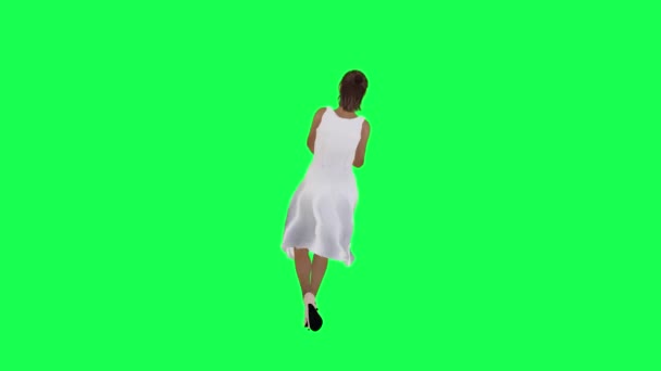 Tall Woman Brown Skin Green Screen Tall White Sarong White — Stock Video
