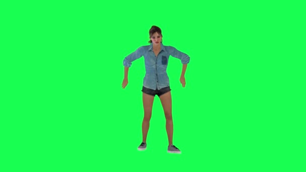 Una Donna Con Pelle Frumento Corpo Medio Normale Nello Schermo — Video Stock