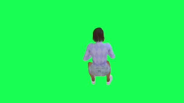 Una Chica Con Cuerpo Atlético Figura Delgada Pantalla Verde Con — Vídeos de Stock