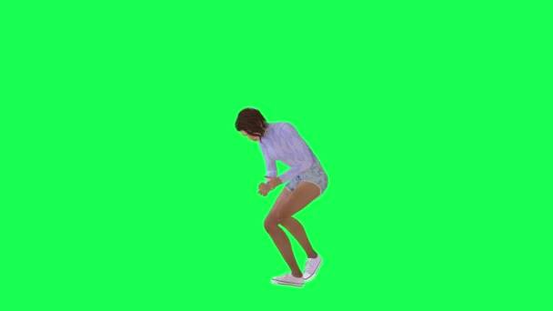 Atletik Vücutlu Yapılı Ince Yeşil Ekranlı Uzun Boylu Beyaz Elbiseli — Stok video
