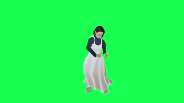 Ein Mädchen Mit Schmaler Figur Auf Dem Grünen Bildschirm Trägt — Stockvideo