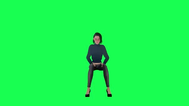 Egy Lány Vékony Test Sport Barbie Zöld Képernyőn Magas Magasságban — Stock videók
