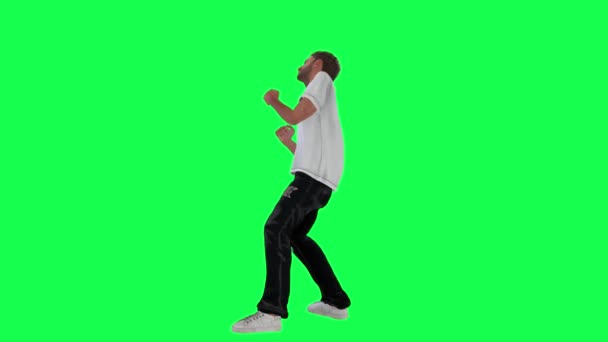 Slim Homme Criminel Écran Vert Avec Shirt Blanc Pantalon Noir — Video