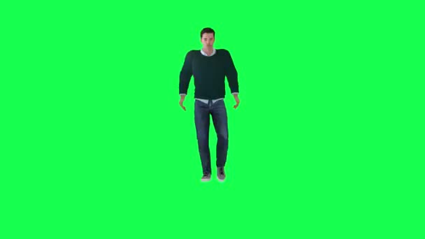Uomo Con Una Normale Figura Atletica Nello Schermo Verde Con — Video Stock