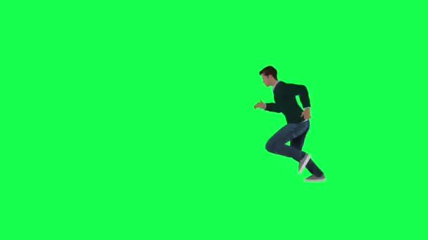 Man Med Normal Atletisk Kropp Grön Skärm Med Hög Höjd — Stockvideo