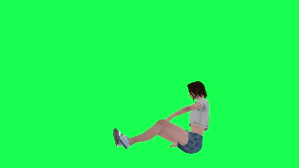 Una Donna Magra Schermo Verde Con Pelle Bianca Viso Make — Video Stock