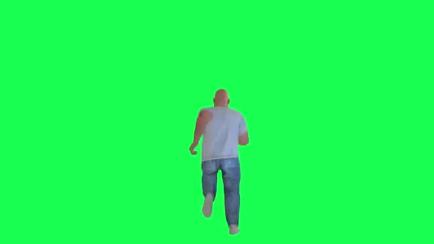 Man Chubby Athletic Body Green Screen Dark White Short Sleeved — Stock Video