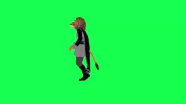 3D animasyon aslan breakdance izole ön açı yeşil ekran karakter çizgi film şirin kroma anahtar animasyonu