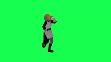 3D karikatür aslanı hip hop dansı popo izole edilmiş sol açı yeşil ekran karakter çizgi filmi şirin kroma anahtar arka plan animasyonu