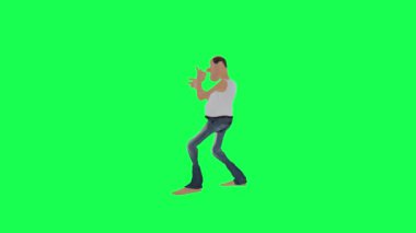 3D kel, sıska, robot, hip hop, dik açı, izole edilmiş yeşil ekran karakteri, şirin, krom anahtar arka plan animasyonu.