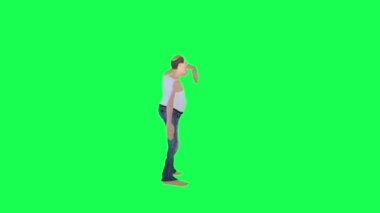 3D uzun boylu, kel, dans eden, caz yapan, sol açılı, yeşil ekran karakterli, şirin, renkli, arka plan animasyonu.