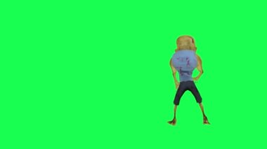 Nazik zombi 3D izole edilmiş yeşil ekran dansı robot hip hop arka açı çizgi film karakteri komik sevimli CG canlandırma animasyon döngüsü